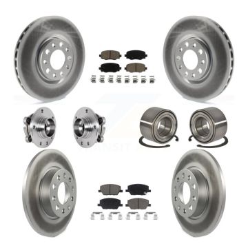 Front Rear Hub Bearing Coated Disc Brake Rotor Pad Kit (10Pc) For 2016-2018 Fiat 500X AWD KBB-123240