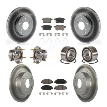 Front Rear Hub Bearing Coated Brake Rotor Pads Kit (10Pc) For Honda Accord EX-L with 3.5L KBB-123242