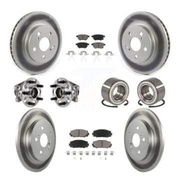 Front Rear Hub Bearing Coated Brake Rotor Pad Kit (10Pc) For 2018-2019 Toyota Prius Prime KBB-123251