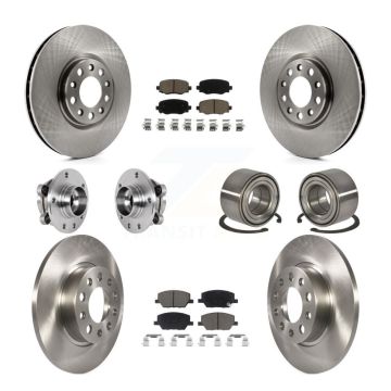 Front Rear Hub Bearings Disc Brake Rotors And Pads Kit (10Pc) For 2016-2018 Fiat 500X AWD KBB-123280