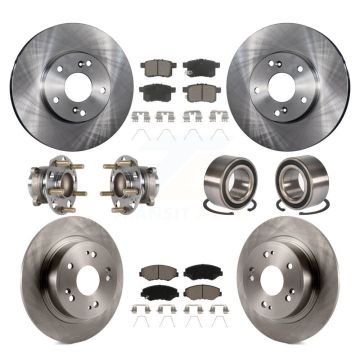 Front Rear Wheel Hub Bearing Disc Brake Rotor And Ceramic Pad Kit (10Pc) For Honda Accord KBB-123283
