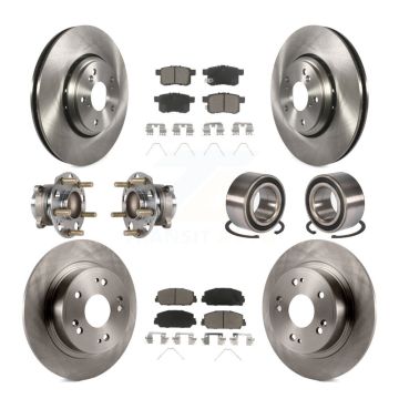 Front Rear Wheel Hub Bearing Disc Brake Rotor And Ceramic Pad Kit (10Pc) For Honda Accord KBB-123284