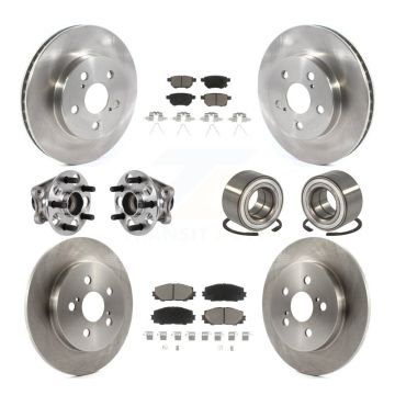 Front Rear Hub Bearing Disc Brake Rotor & Pad Kit (10Pc) For 2018-2019 Toyota Prius Prime KBB-123290