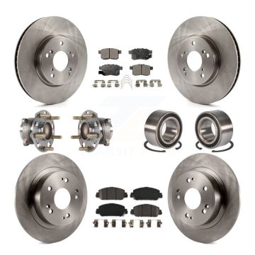 Front Rear Hub Bearing Disc Brake Rotor And Semi-Metallic Pad Kit (10Pc) For Honda Accord KBB-123292