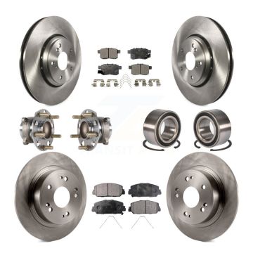 Front Rear Hub Bearing Disc Brake Rotor And Semi-Metallic Pad Kit (10Pc) For Honda Accord KBB-123293