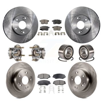 Front Rear Hub Bearing Disc Brake Rotor And Semi-Metallic Pad Kit (10Pc) For Honda Accord KBB-123294