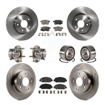 Front Rear Hub Bearing Brake Rotor & Pad Kit (10Pc) For 16-17 Honda Accord EX-L with 3.5L KBB-123295