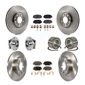 Front Rear Hub Bearings Disc Brake Rotors And Pads Kit (10Pc) For 2016-2018 Fiat 500X AWD KBB-123304