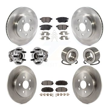 Front Rear Hub Bearing Disc Brake Rotor & Pad Kit (10Pc) For 2018-2019 Toyota Prius Prime KBB-123305