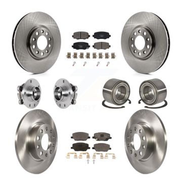 Front Rear Hub Bearings Disc Brake Rotors And Pads Kit (10Pc) For 2016-2018 Fiat 500X AWD KBB-123308