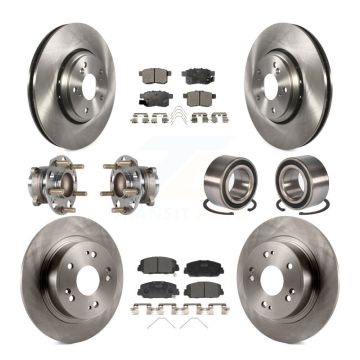Front Rear Wheel Hub Bearing Disc Brake Rotor And Ceramic Pad Kit (10Pc) For Honda Accord KBB-123311