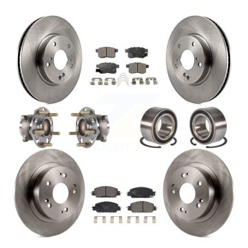 Front Rear Hub Bearings Disc Brake Rotors And Pads Kit (10Pc) For 2017 Honda Accord LX-S KBB-123315