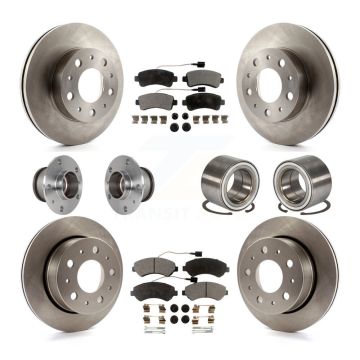 Front Rear Hub Bearing Disc Brake Rotor & Pad Kit (10Pc) For Ram ProMaster 2500 3500 1500 KBB-123318