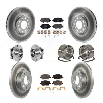 Front Rear Hub Bearing Coated Disc Brake Rotor Pad Kit (10Pc) For 2016-2018 Fiat 500X AWD KBB-123335