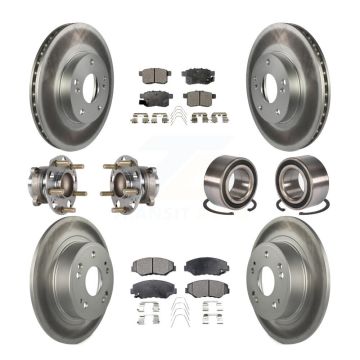 Front Rear Wheel Hub Bearing Coated Disc Brake Rotor And Pads Kit (10Pc) For Honda Accord KBB-123337