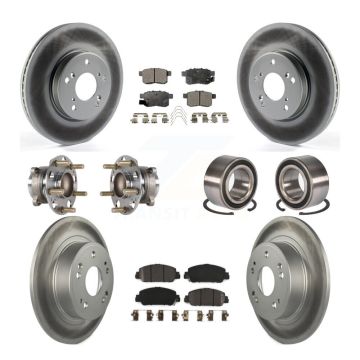 Front Rear Hub Bearing Coated Brake Rotor Pads Kit (10Pc) For Honda Accord EX-L with 3.5L KBB-123338