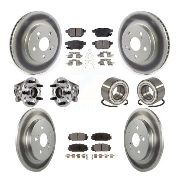 Front Rear Hub Bearing Coated Brake Rotor Pad Kit (10Pc) For 2018-2019 Toyota Prius Prime KBB-123345