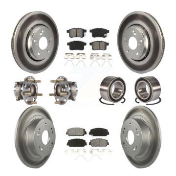 Front Rear Wheel Hub Bearing Coated Disc Brake Rotor And Pads Kit (10Pc) For Honda Accord KBB-123350