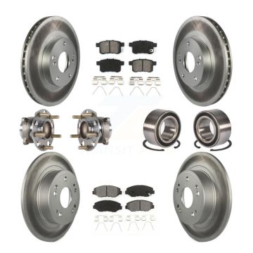 Front Rear Wheel Hub Bearing Coated Disc Brake Rotor And Pads Kit (10Pc) For Honda Accord KBB-123351
