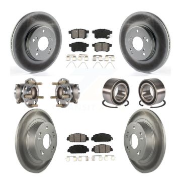 Front Rear Hub Bearing Coated Brake Rotor Pads Kit (10Pc) For Honda Accord EX-L with 3.5L KBB-123353