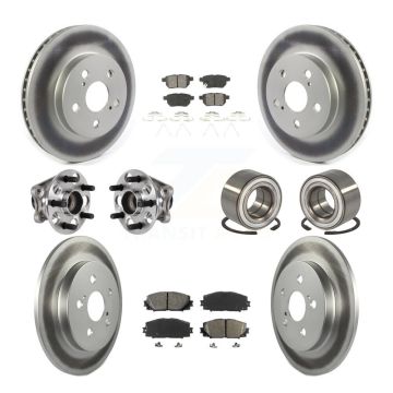 Front Rear Hub Bearing Coated Brake Rotor Pad Kit (10Pc) For 2018-2019 Toyota Prius Prime KBB-123361