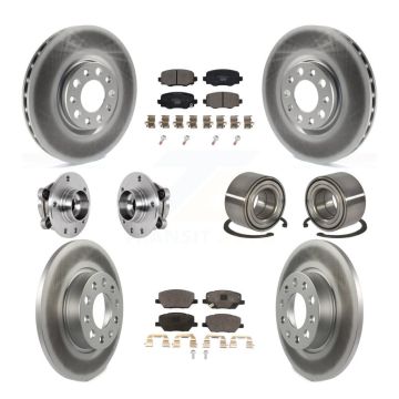 Front Rear Hub Bearing Coated Disc Brake Rotor Pad Kit (10Pc) For 2016-2018 Fiat 500X AWD KBB-123362