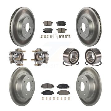 Front Rear Hub Bearing Coat Brake Rotor Pad Kit (10Pc) For 16 Honda Accord LX-S with 2.4L KBB-123365
