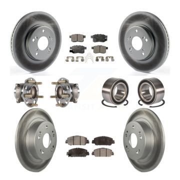 Front Rear Hub Bearing Coated Brake Rotor Pads Kit (10Pc) For Honda Accord EX-L with 3.5L KBB-123367