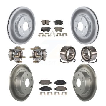 Front Rear Hub Bearing Coated Disc Brake Rotor Pads Kit (10Pc) For 2017 Honda Accord LX-S KBB-123369