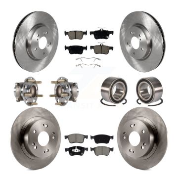 Front Rear Wheel Hub Bearing Disc Brake Rotor And Ceramic Pad Kit (10Pc) For Honda Accord KBB-124015