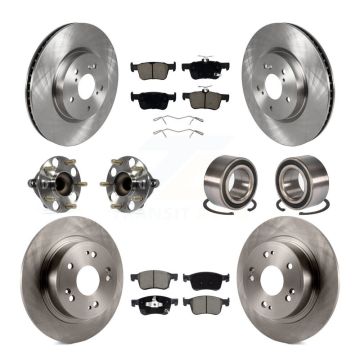 Front Rear Wheel Hub Bearing Disc Brake Rotor And Ceramic Pad Kit (10Pc) For Honda Accord KBB-124017