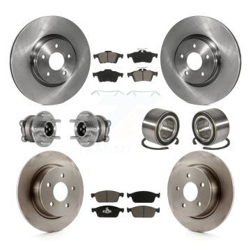 Front Rear Hub Bearing Brake Rotor Pad Kit (10Pc) For 2013-2016 Ford Escape FWD with 2.0L KBB-124042