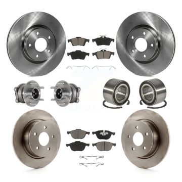 Front Rear Hub Bearing Disc Brake Rotor And Ceramic Pads Kit (10Pc) For Ford Escape C-Max KBB-124043