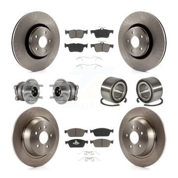 Front Rear Wheel Hub Bearing Disc Brake Rotor And Ceramic Pads Kit (10Pc) For Lincoln MKC KBB-124044