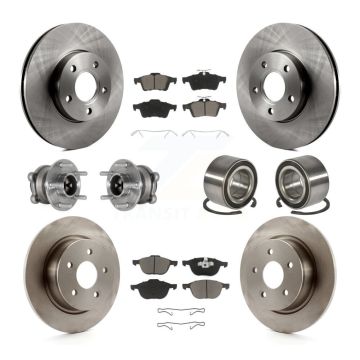 Front Rear Hub Bearing Disc Brake Rotor Pad Kit (10Pc) For Ford C-Max With Parking Assist KBB-124061