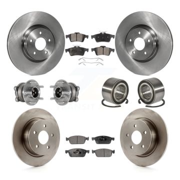 Front Rear Hub Bearing Brake Rotor Pad Kit (10Pc) For 2013-2016 Ford Escape FWD with 2.0L KBB-124101