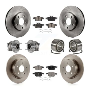 Front Rear Hub Bearing Disc Brake Rotor Pad Kit (10Pc) For Ford C-Max With Parking Assist KBB-124103