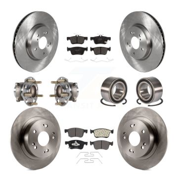 Front Rear Hub Bearing Disc Brake Rotor And Semi-Metallic Pad Kit (10Pc) For Honda Accord KBB-124158