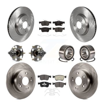 Front Rear Hub Bearing Disc Brake Rotor And Semi-Metallic Pad Kit (10Pc) For Honda Accord KBB-124159