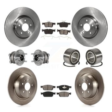 Front Rear Hub Bearings Disc Brake Rotors And Pads Kit (10Pc) For Ford Escape Lincoln MKC KBB-124202