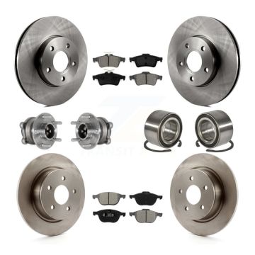 Front Rear Hub Bearing Disc Brake Rotor Pad Kit (10Pc) For Ford C-Max With Parking Assist KBB-124207
