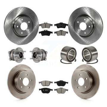 Front Rear Hub Bearing Assembly Disc Brake Rotor And Pad Kit (10Pc) For Ford Escape C-Max KBB-124208