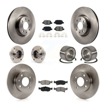 Front Rear Hub Bearings Disc Brake Rotors And Semi-Metallic Pads Kit (10Pc) For Fiat 500 KBB-124217