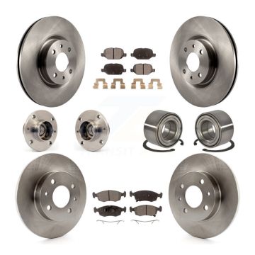 Front Rear Hub Bearing Assembly Disc Brake Rotor And Ceramic Pads Kit (10Pc) For Fiat 500 KBB-124270