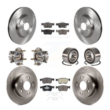 Front Rear Wheel Hub Bearing Disc Brake Rotor And Ceramic Pad Kit (10Pc) For Honda Accord KBB-124302
