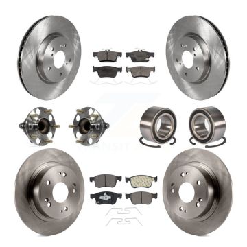 Front Rear Wheel Hub Bearing Disc Brake Rotor And Ceramic Pad Kit (10Pc) For Honda Accord KBB-124303