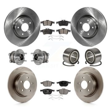 Front Rear Hub Bearing Disc Brake Rotor And Ceramic Pads Kit (10Pc) For Ford Escape C-Max KBB-124305