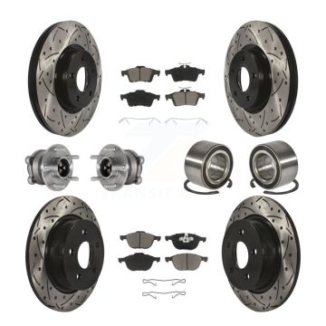 Front Rear Hub Bearing Coated Disc Brake Rotors And Pads Kit (10Pc) For Ford Escape C-Max KBB-124330