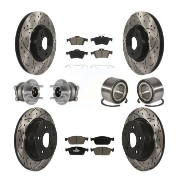 Front Rear Hub Bearing Coated Brake Rotor & Pads Kit (10Pc) For Ford Escape FWD with 2.0L KBB-124331