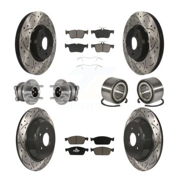 Front Rear Hub Bearing Coated Disc Brake Rotor Pad Kit (10Pc) For Ford Escape Lincoln MKC KBB-124334